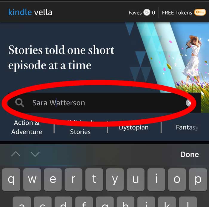 How to search in kindle vella